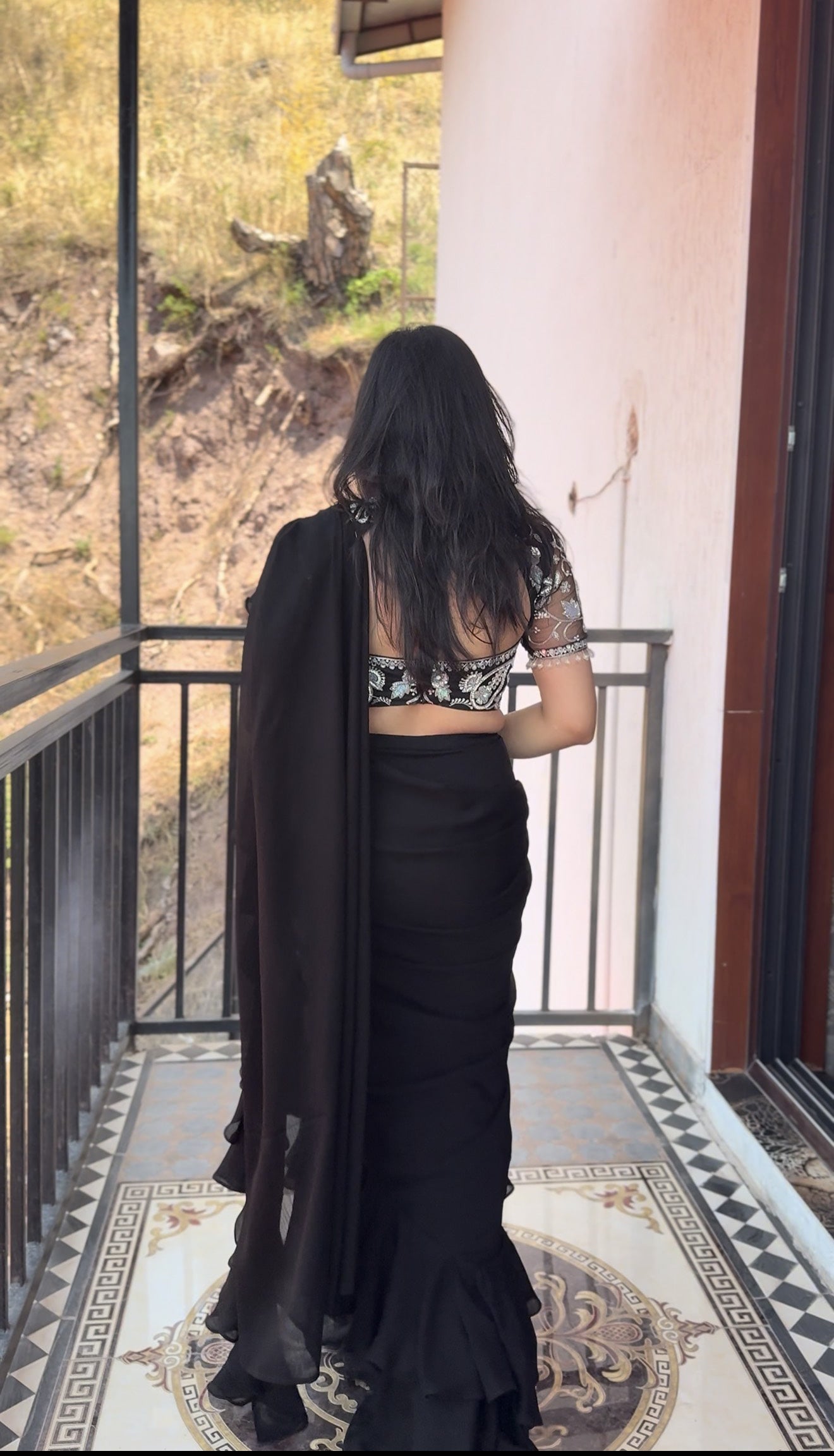 Lasha Ruffle Saree Set