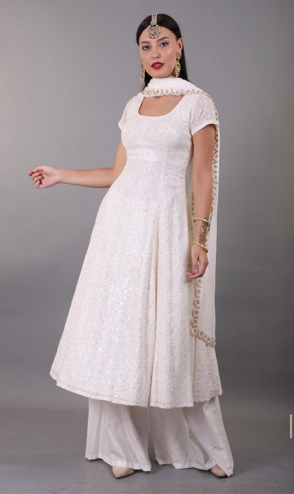 White Sequin Kurta Set