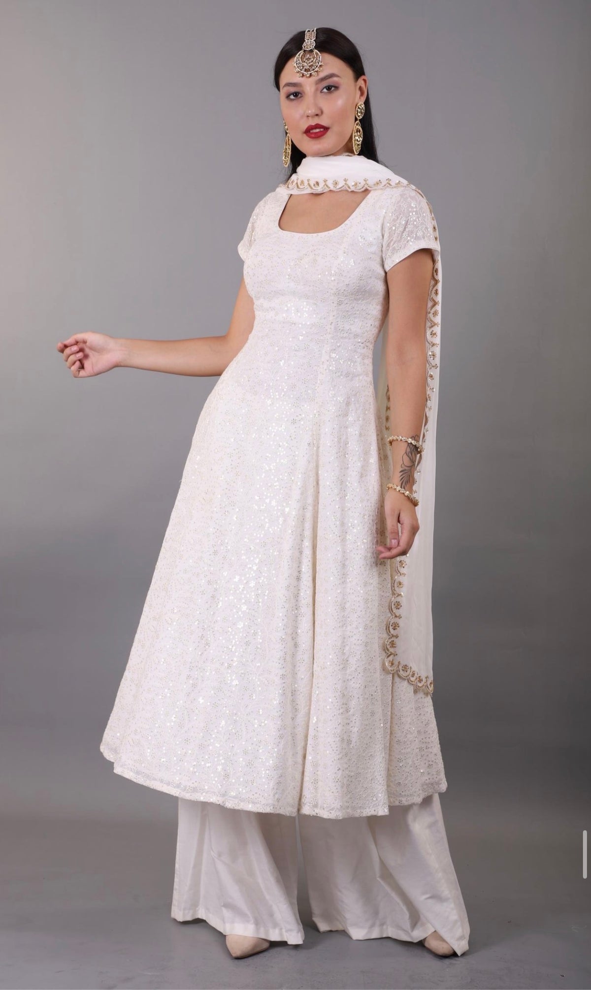 White Sequin Kurta Set