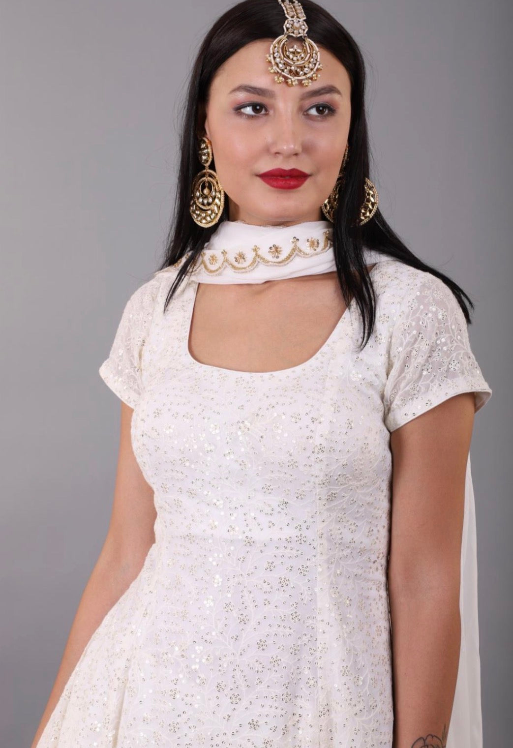 White Sequin Kurta Set