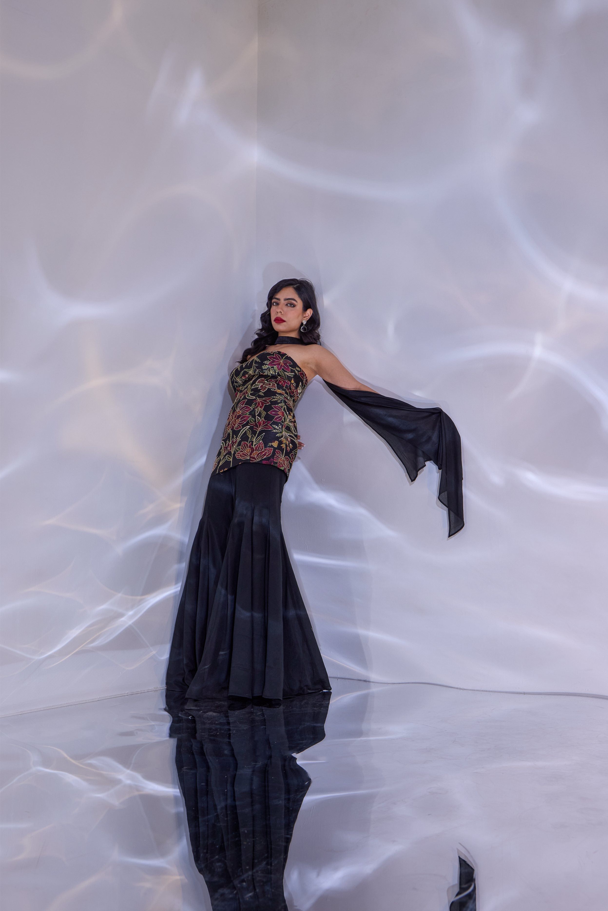 Tiya Starpless Top with Flared Pants