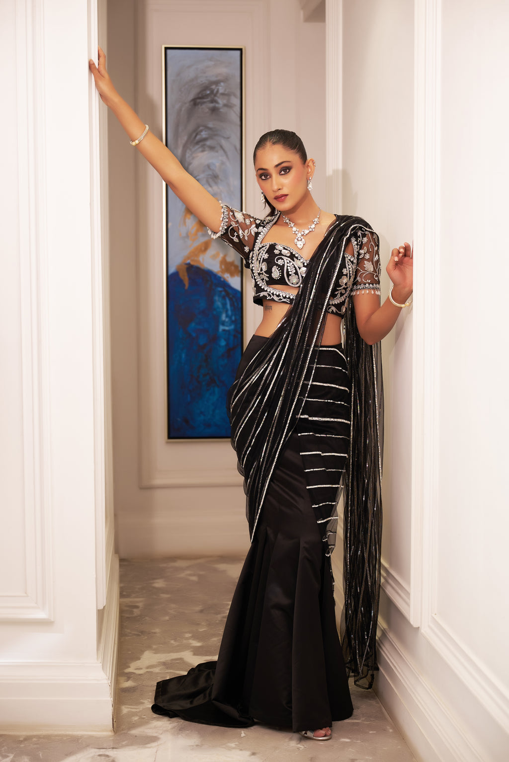 Lana Fishtail Lehenga Saree Set