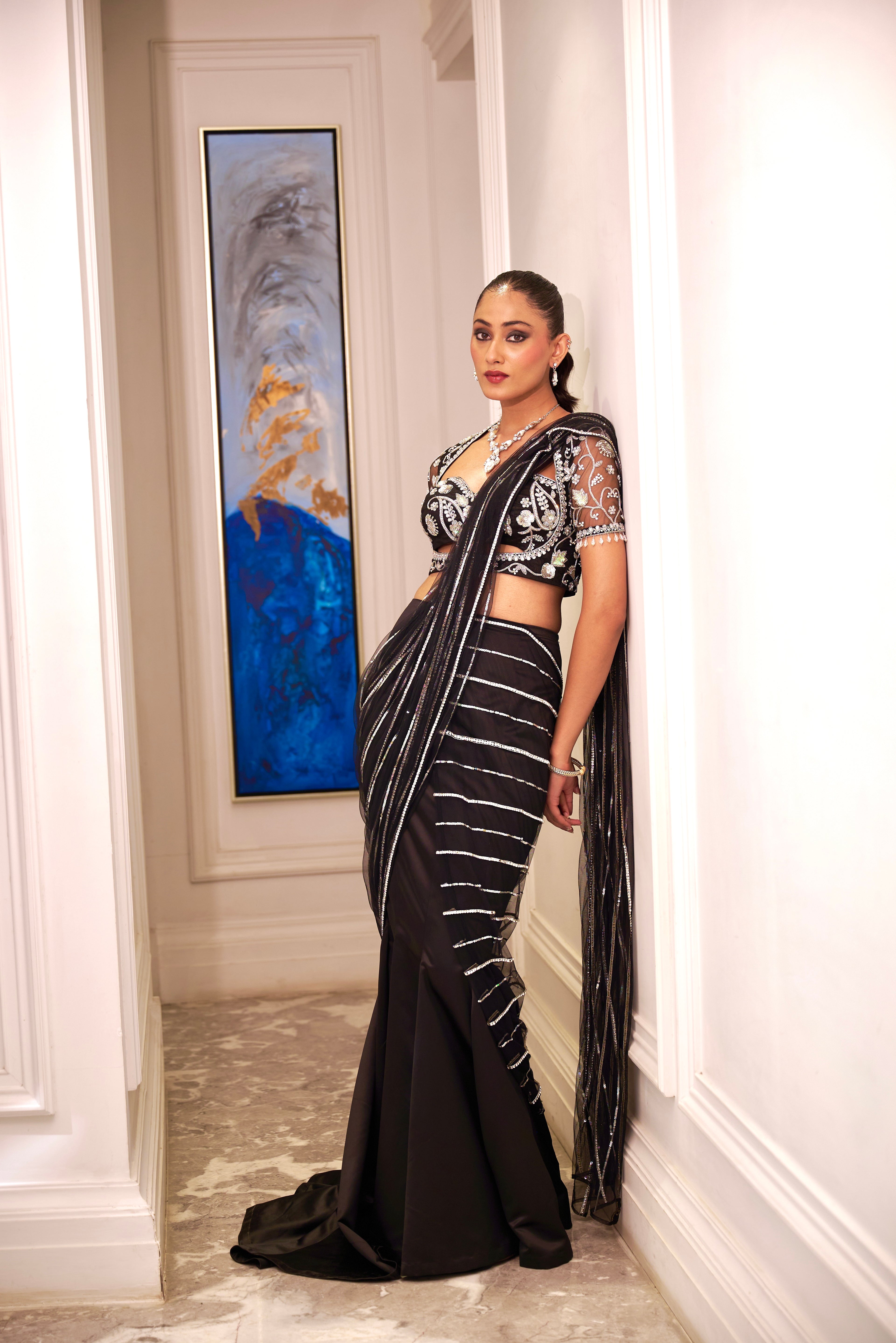 Lana Fishtail Lehenga Saree Set