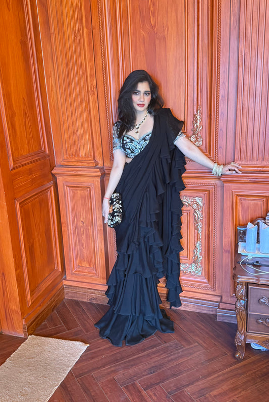 Lasha Ruffle Saree Set