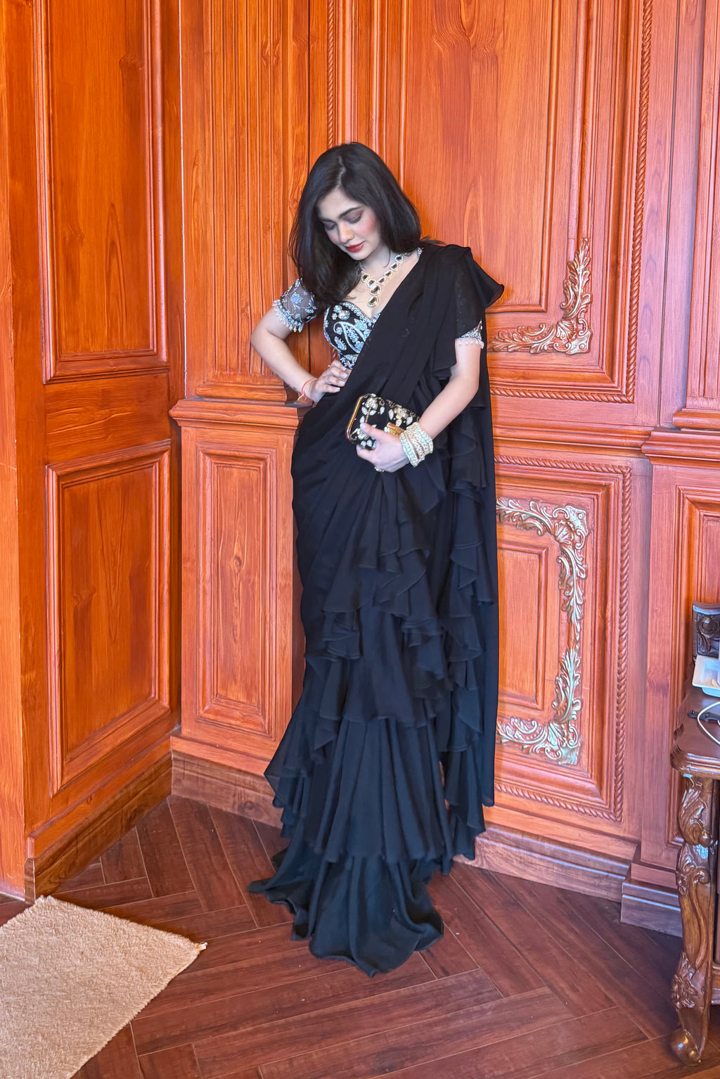 Lasha Ruffle Saree Set