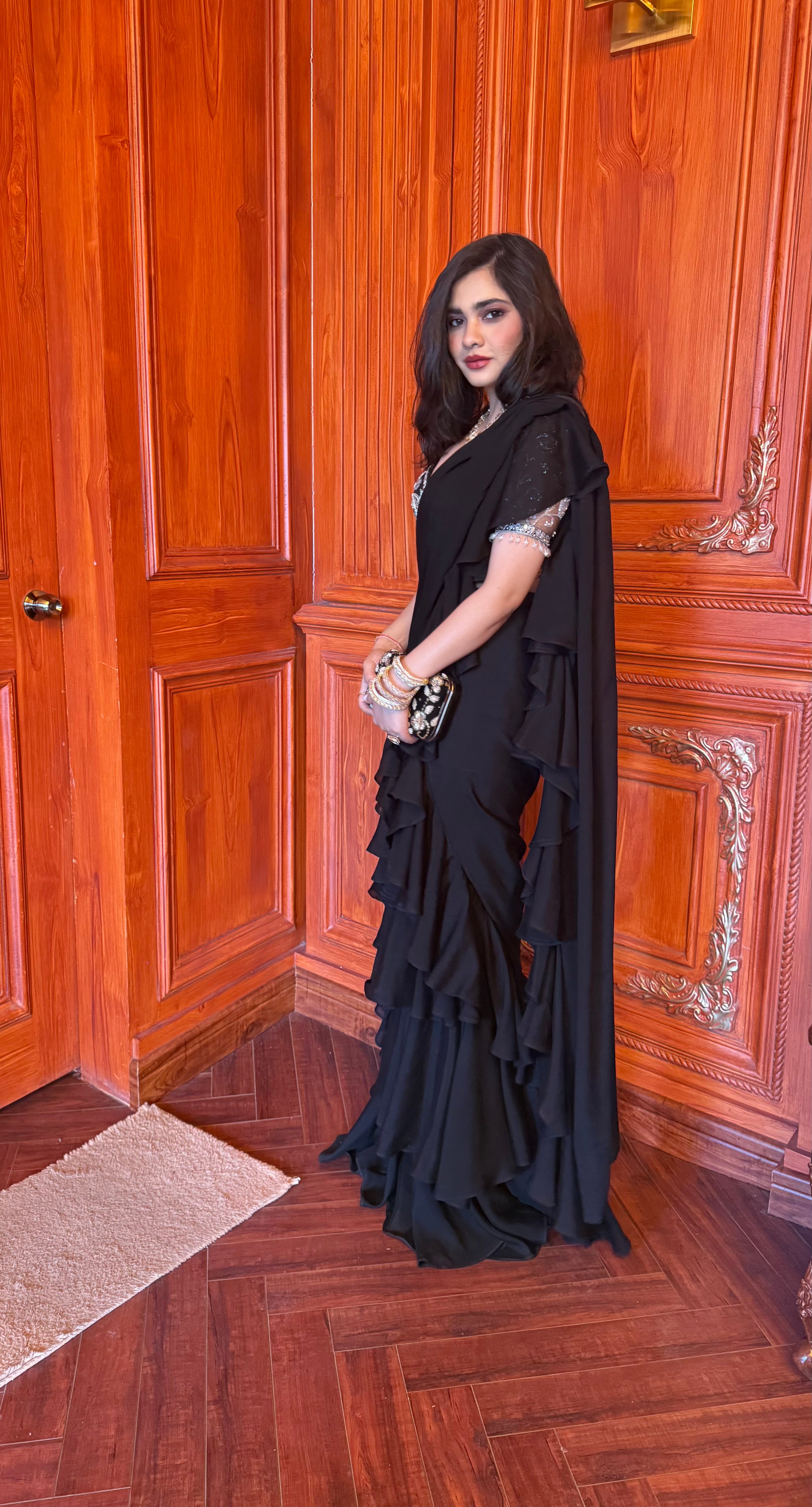 Lasha Ruffle Saree Set