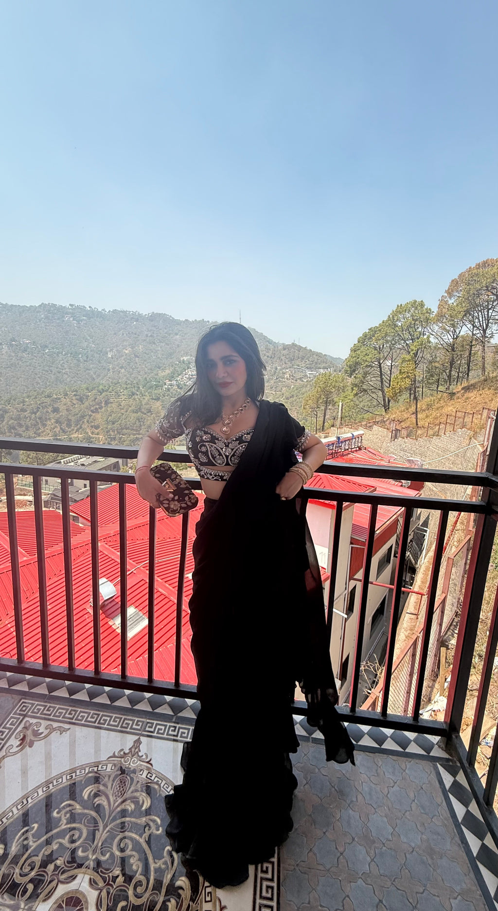 Lasha Ruffle Saree Set