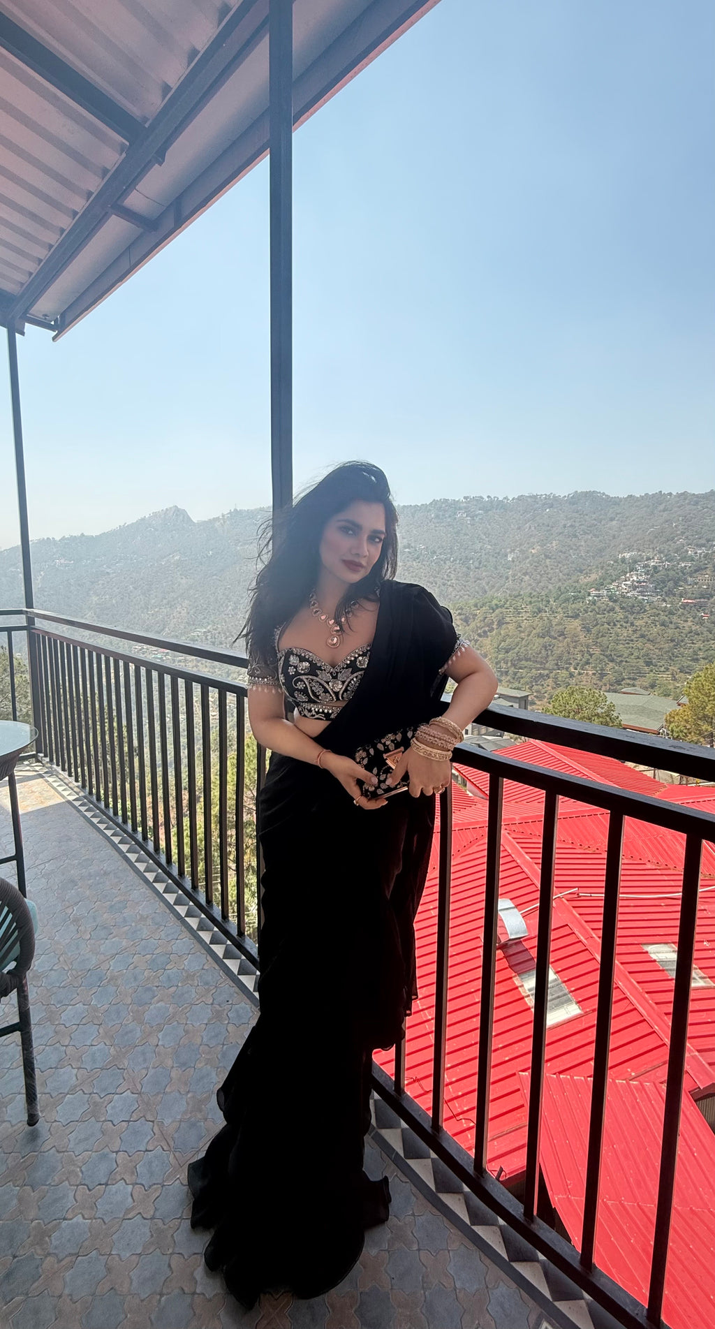 Lasha Ruffle Saree Set