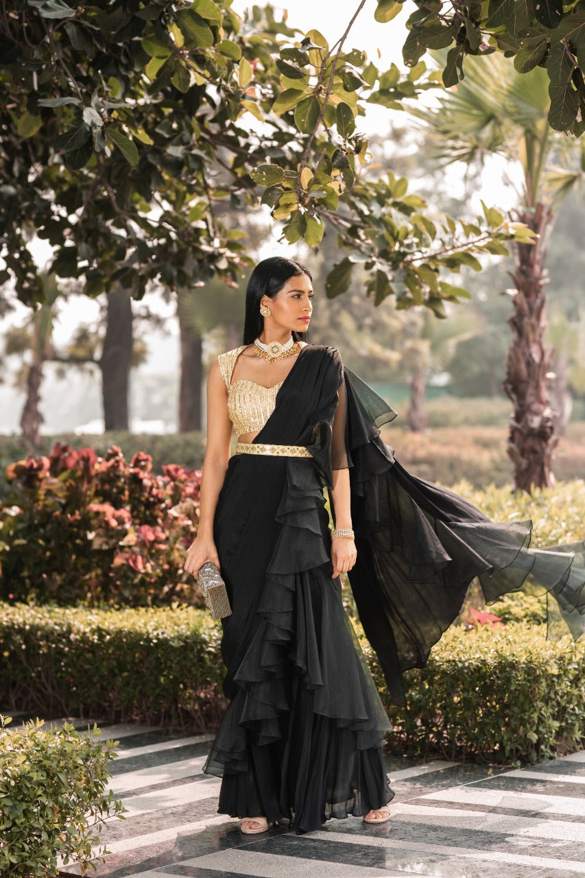 Lara Ruffle Saree Set